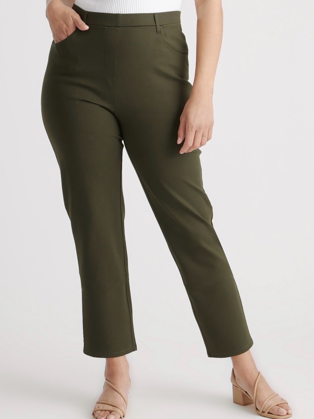 Olive stretch Straight-Leg Women's Ponte Pants